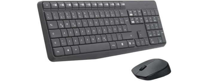 Tastatur und Maus für den Arbeitsplatz zu Hause im HomeOffice